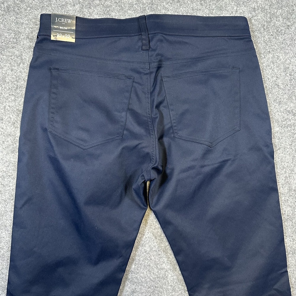 J Crew Pants Mens 32x32 Navy Blue Slim Flex Stretch Chino Dress Casual New Tags - Picture 9 of 12